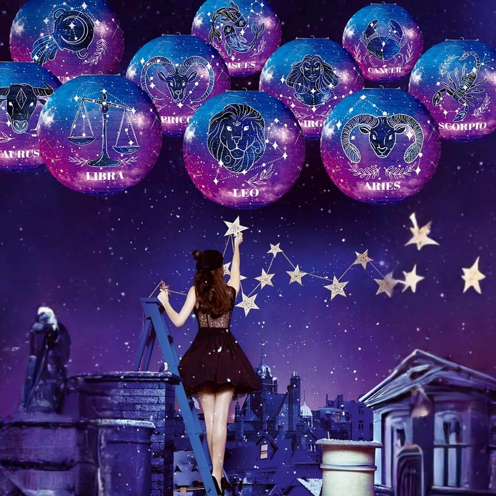 12 lanterne di carta spaziali decorazioni per feste a tema lanterne di carta da appendere a soffitto decorazioni per feste di compleanno decorazioni per aule