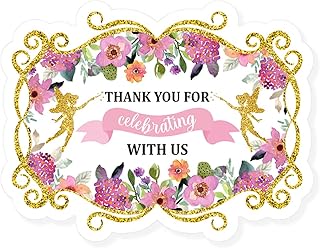 2.4 Inch Cute Fairy Floral Thank You for Celebrating Stickers,Baby Shower Thank You Stickers,Fairy Baby Shower Thank You Stickers for Kids Birthday Party Favor Label Decorations(80 PCS)