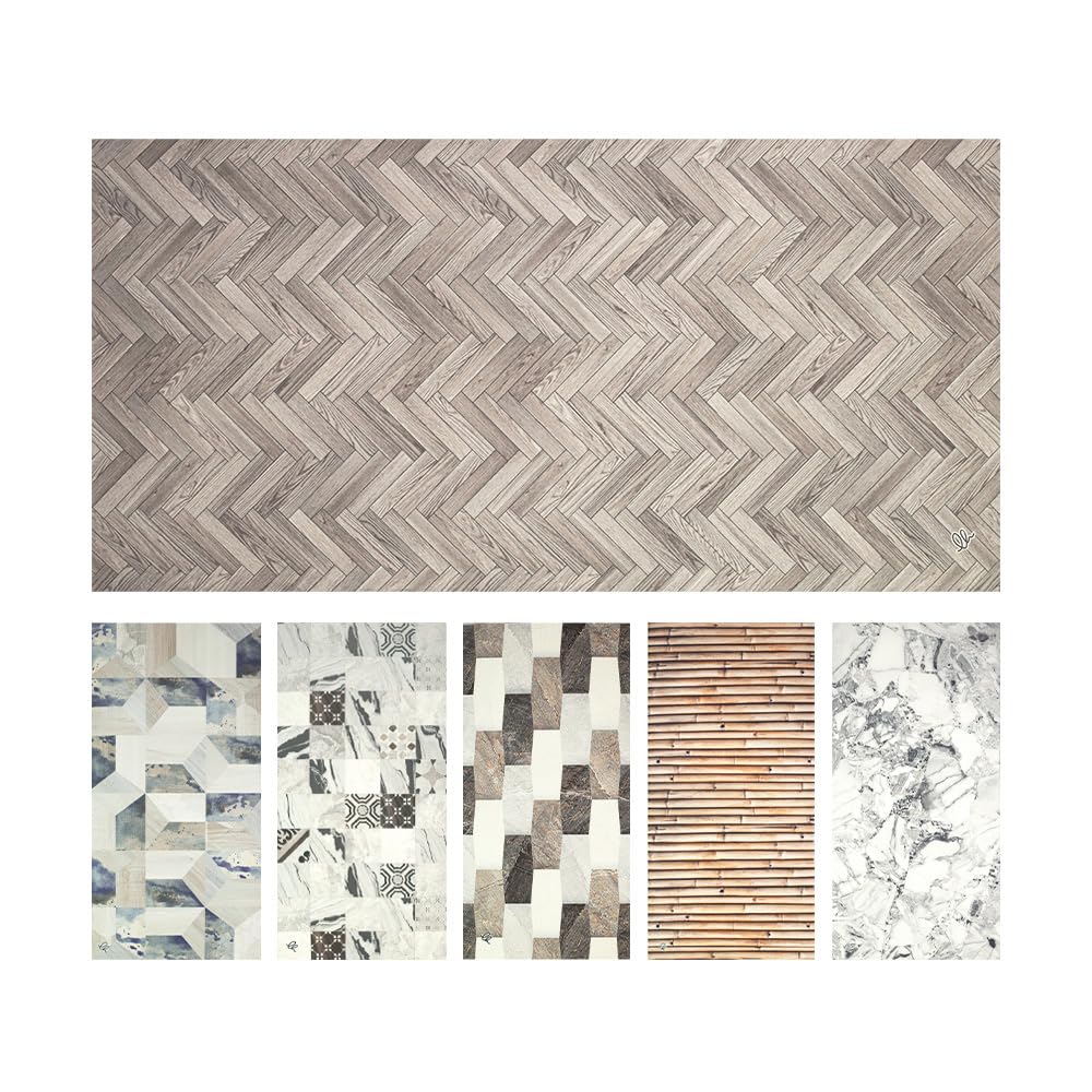 OLIVO.shop ULISSE Alfombra de cocina absorbente, alfombra antideslizante lavable, alfombra de cocina de PVC, 6 diseños y varios tamaños. (50x100 cm, Parquet)