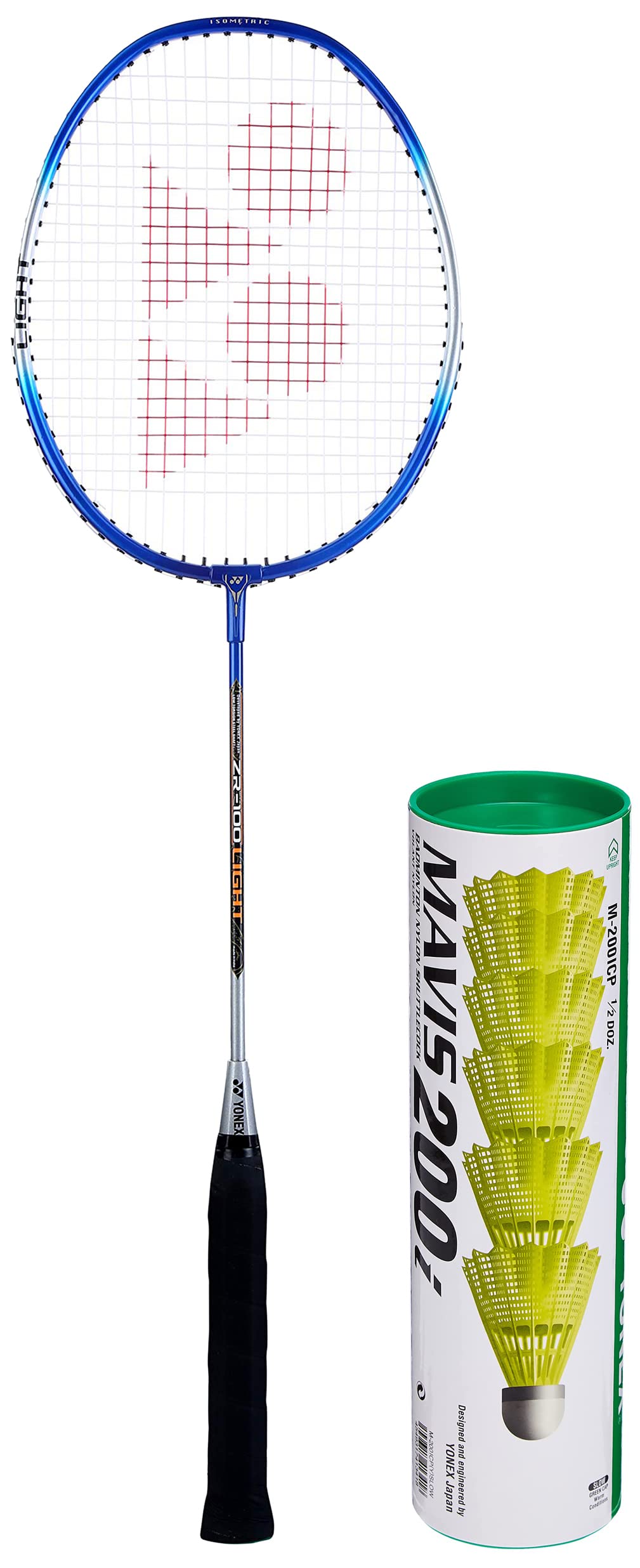 YONEX ZR 100L Aluminium Strung Badminton Racquet with Full Cover, Blue & Mavis 200i Nylon Shuttle Cock, Yellow - Pack of 6 (B082FM4QC3) Amazon Price History, Amazon Price Tracker