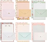 KSIWRE 54PCS Cute Lined Stationery Set: 36 Writing Papers + 18 Matching Envelopes for Letters, Invitations, Poems & Gifts