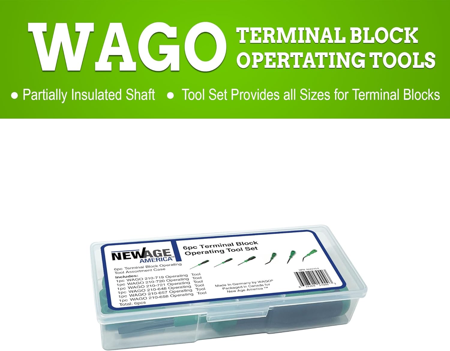 WAGO 210 Series 6pc Operating Tool Assortment Pack | Terminal Screwdriver Set | Partially Insulated Shaft | Includes (210-719), (210-720), (210-721), (210-648), (210-657), (210-658) | Terminal Block
