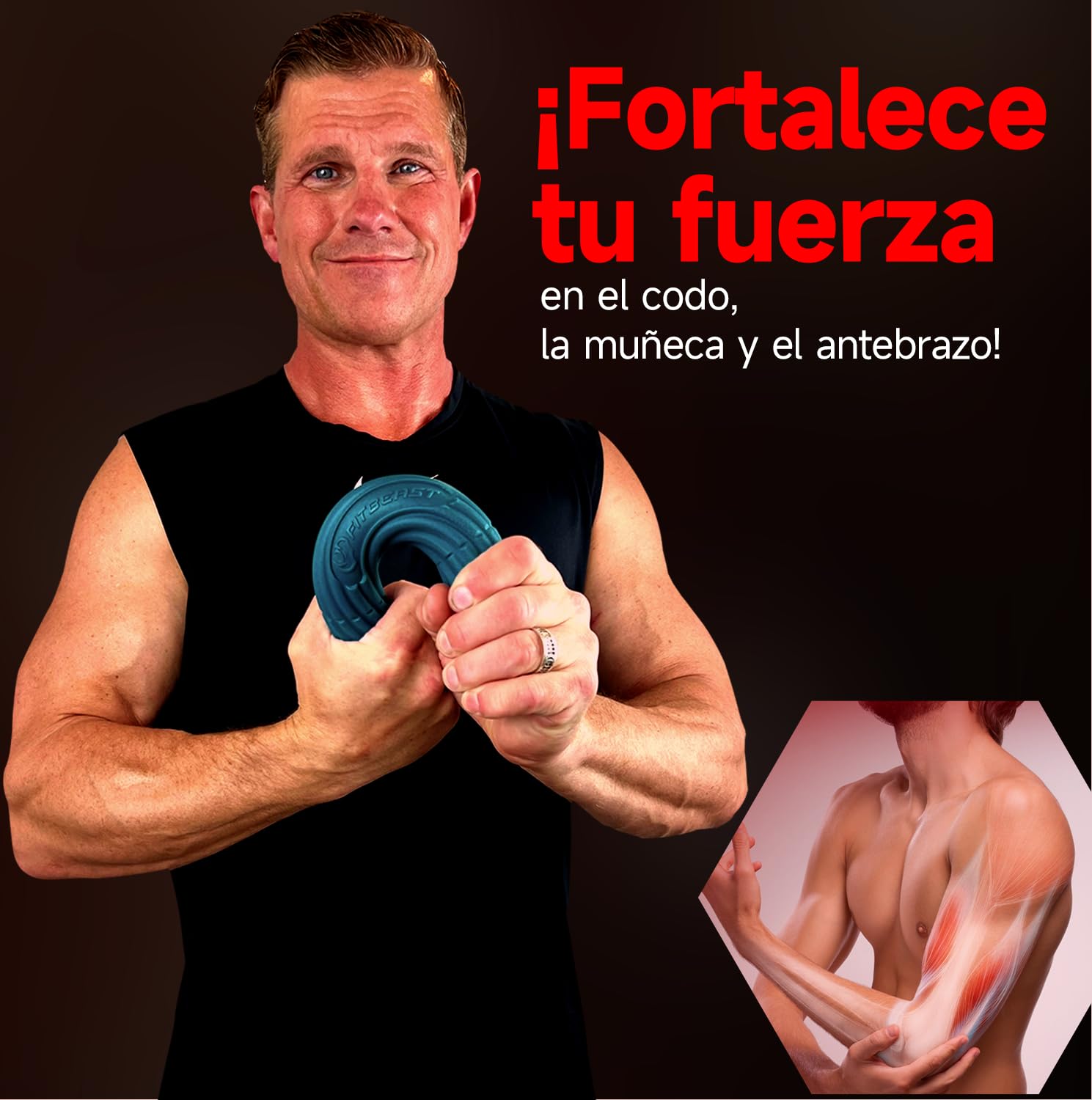 FitBeast Barra de terapia flexible, barra de terapia de codo de tenista, ideal para aliviar el dolor de tendinitis y mejorar la fuerza de agarre, barra de resistencia de fitness para codo de golfista