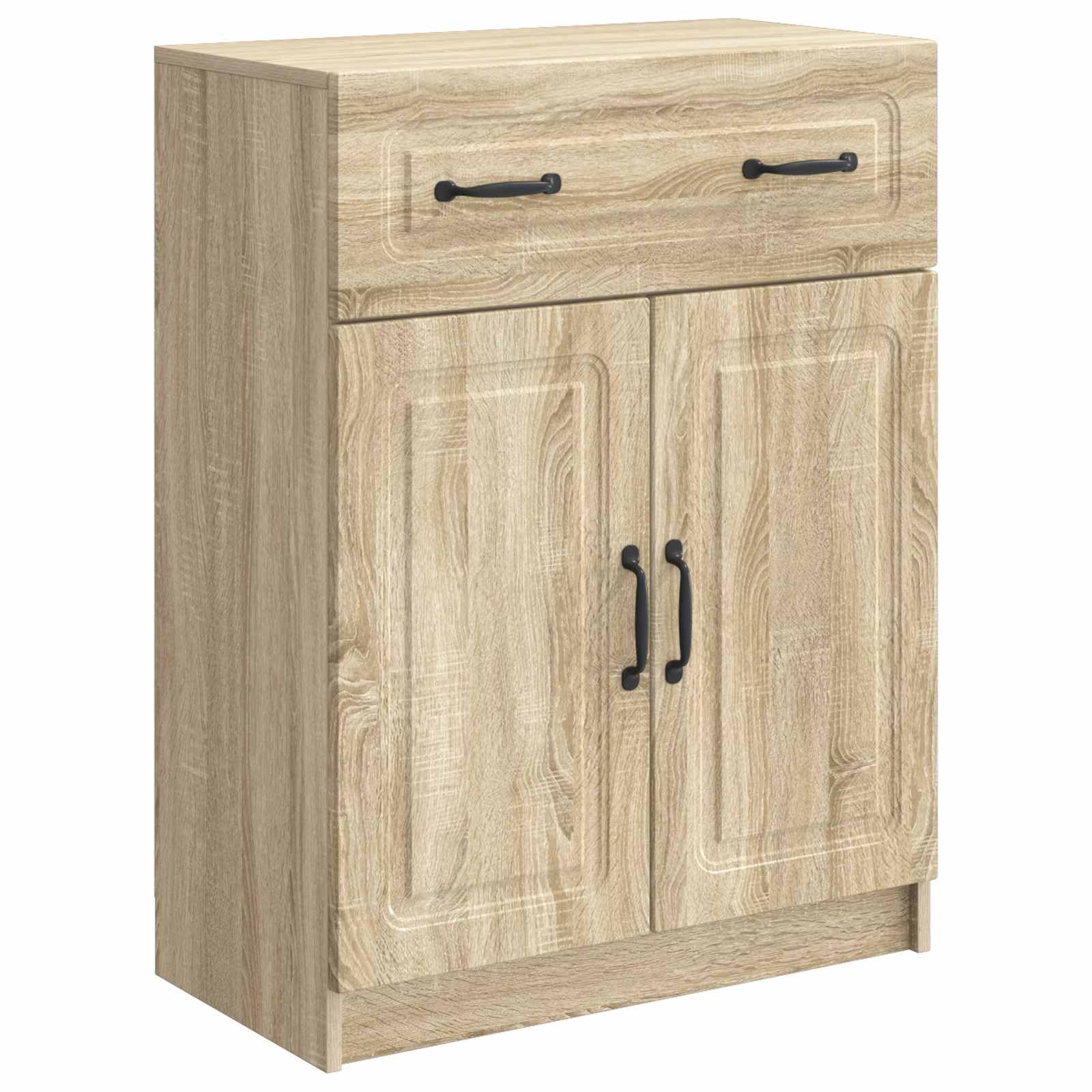 Générique Drewniany bufet inżynieryjny 66 x 34,5 x 87 cm, nowoczesny mebel do przechowywania z drzwiami i szufladami, prostokątny design, do salonu lub jadalni