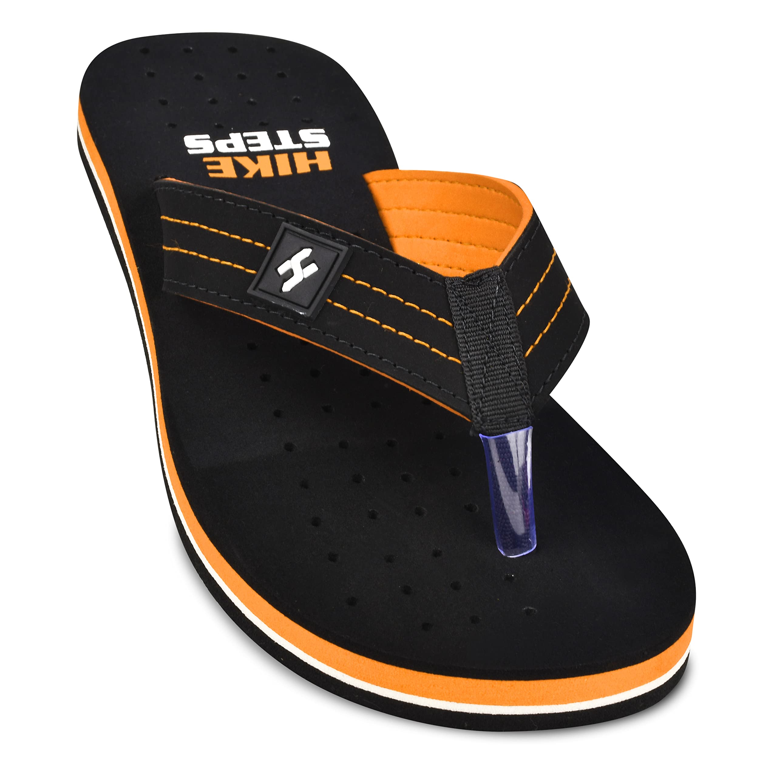 Hike Steps Stepper Black & Orange Flipflops |Soft and Comfortable | Trendy | Lightweight | Indoor Outdoor Styling for Men (B0BRKDHVQH) Amazon Price History, Amazon Price Tracker