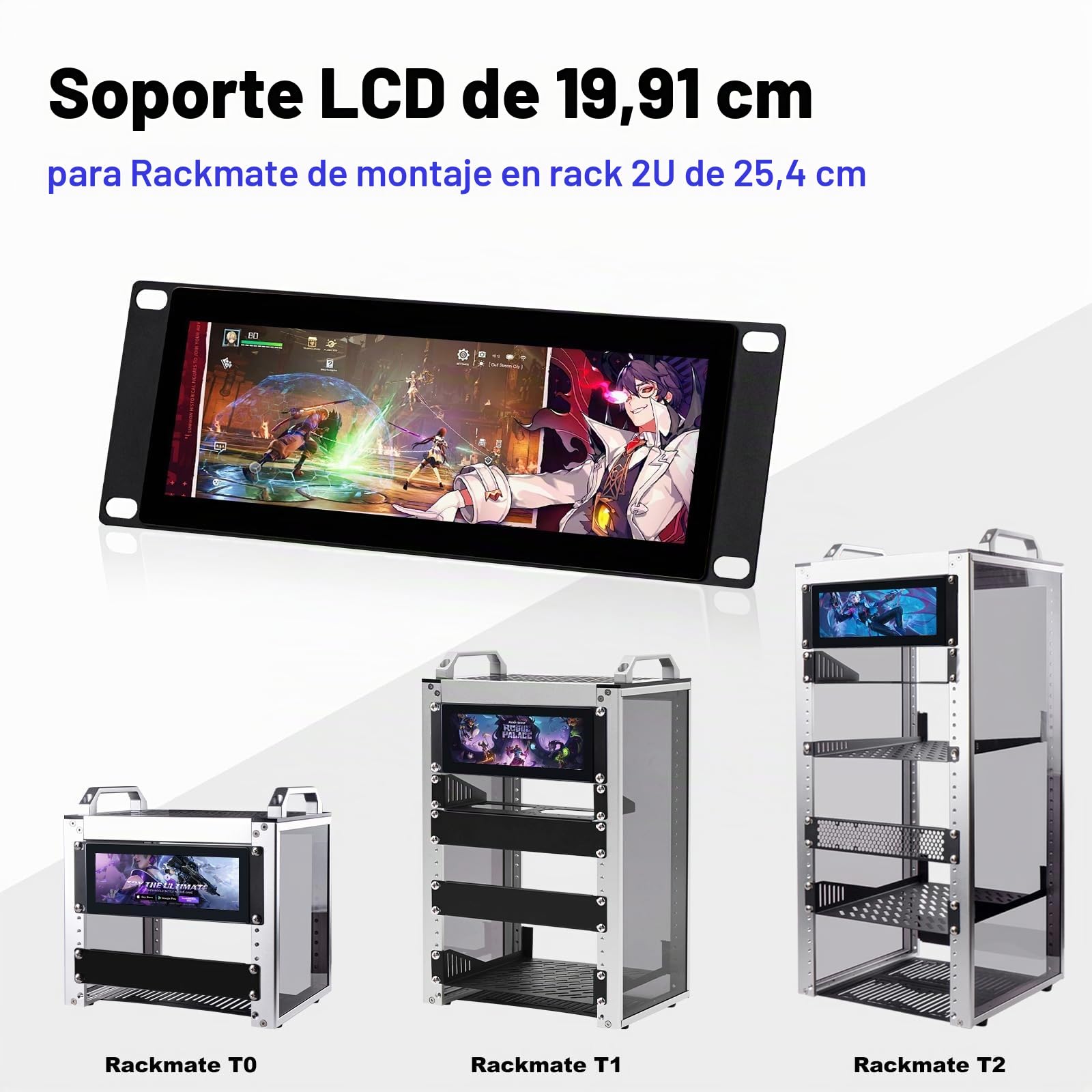 GeeekPi 7.84 Inch 1280 x 400 Capacitieve Touchscreen LCD Display 2U Rack Mount Monitor Voor DeskPi RackMate T0/T1/T2 Serverkast