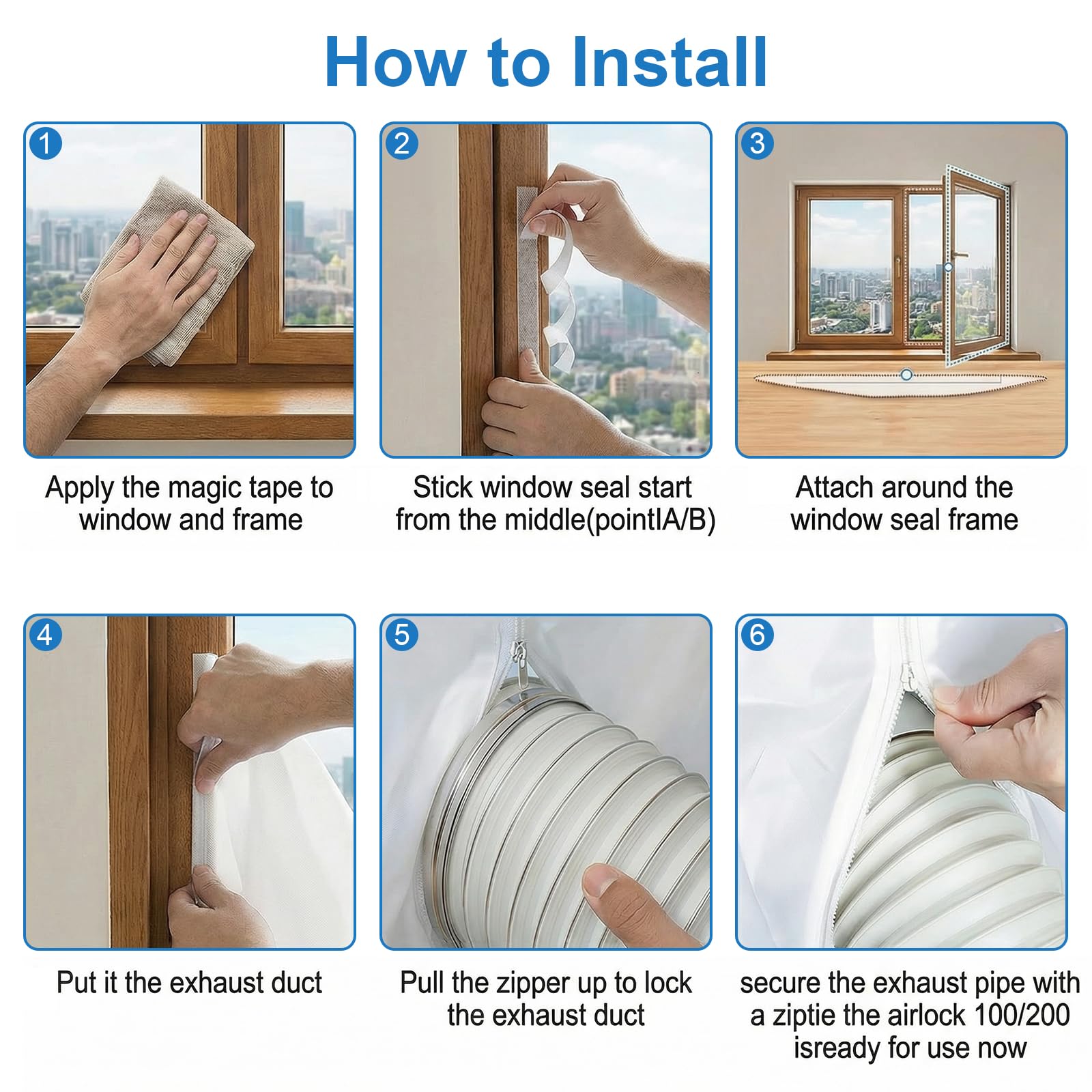 Guarnizione Finestra Condizionatore, 400cm Guarnizione Universale per Condizionatore Portatile Kit Finestra con Doppia Zip, Window Seal per Asciugatrice (Facile da Installare)