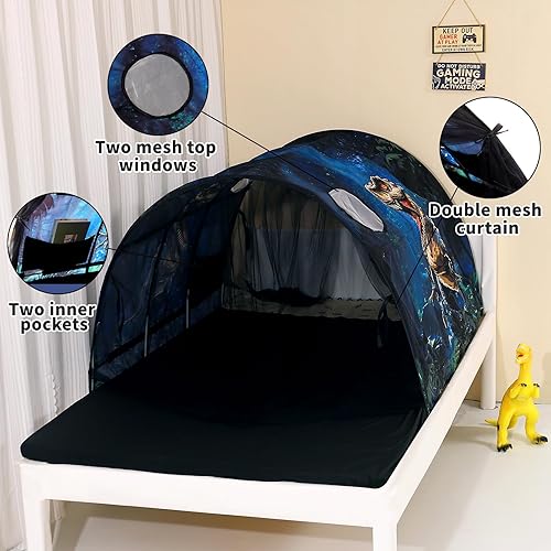 Vista 24 de Tienda de campaña para niños con camas individuales - Zoos Wonder Play Tiendas de campaña para niños y niñas, tienda de campaña ventilada