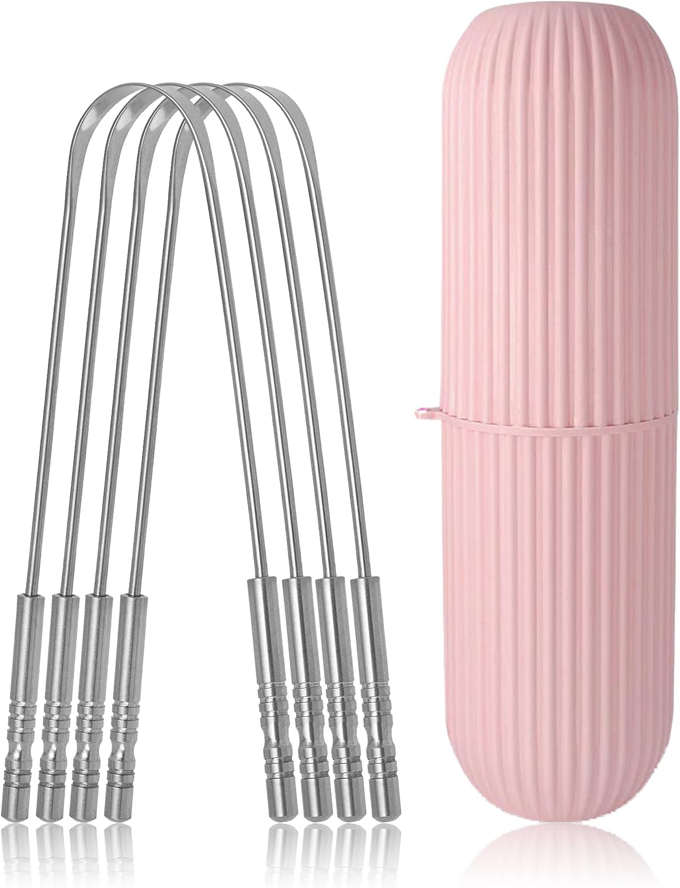 Style Keepers Pack of 4 Stainless Steel Premium Tongue Cleaner scrapper with Travel Plastic Capsule for Men and Women