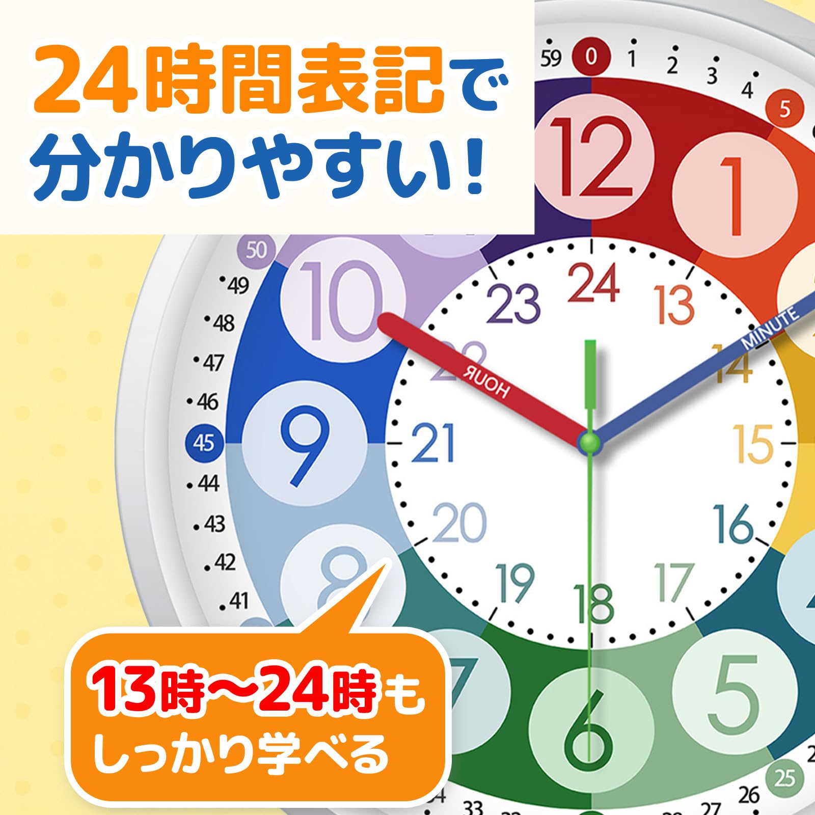 Amazon.co.jp: PREMIUMM 知育時計 壁掛け 子供用 色分け 学習時計 時間