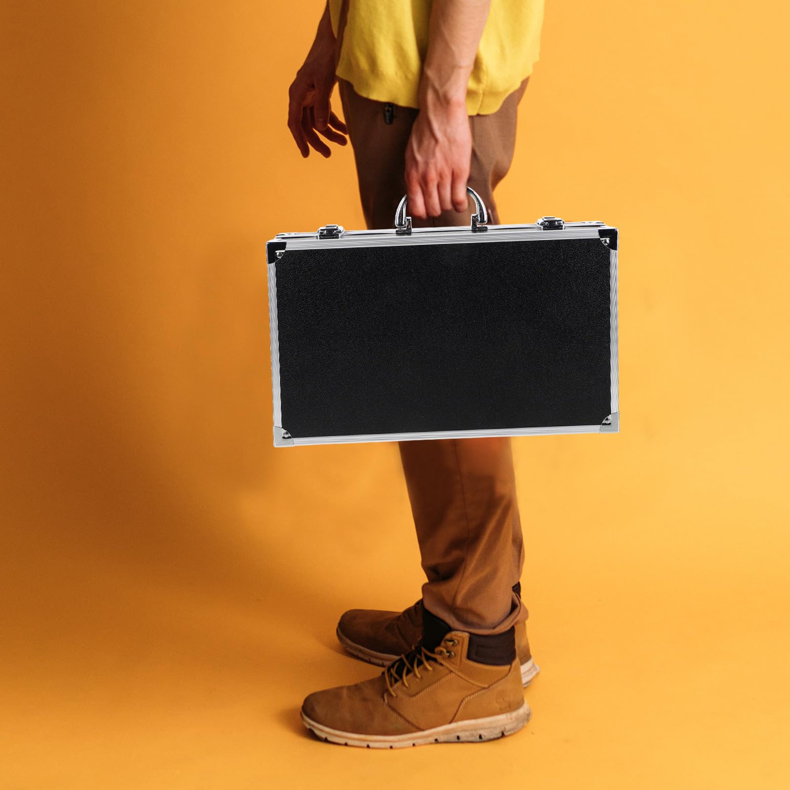 Custodia Portatile per Microfoni, Leggera, Antiurto e Antigraffio | Interno in Schiuma, Lega di Alluminio e Spugna, per Telefono e Cavi, Uso Esterno, Nera
