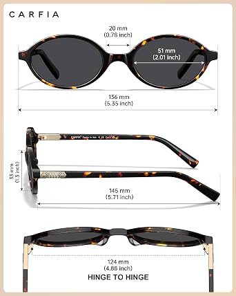 CARFIA Oval Acetate Polarized Sunglasses for Women UV400 Protection CA6602