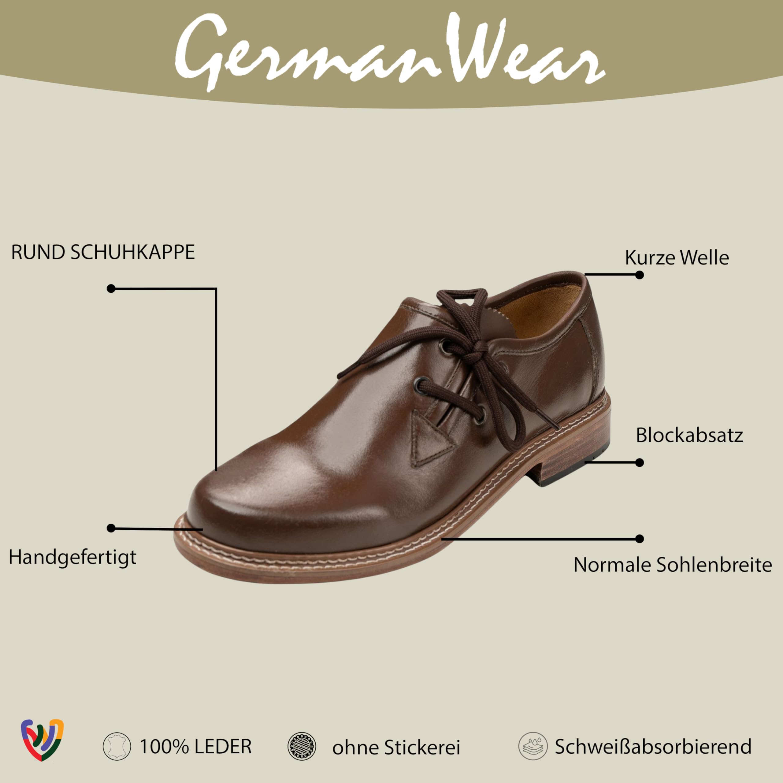 German Wear Haferlschuhe mit Ledersohle Trachtenschuhe Schuhplattler Tanz Schuhe
