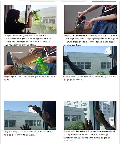 Miniatura 7 de HOHOFILM Película de ventana de bronce plateado de 60 x 40 pulgadas, visión unidireccional, protección de privacidad, tinte de vidrio residencial,