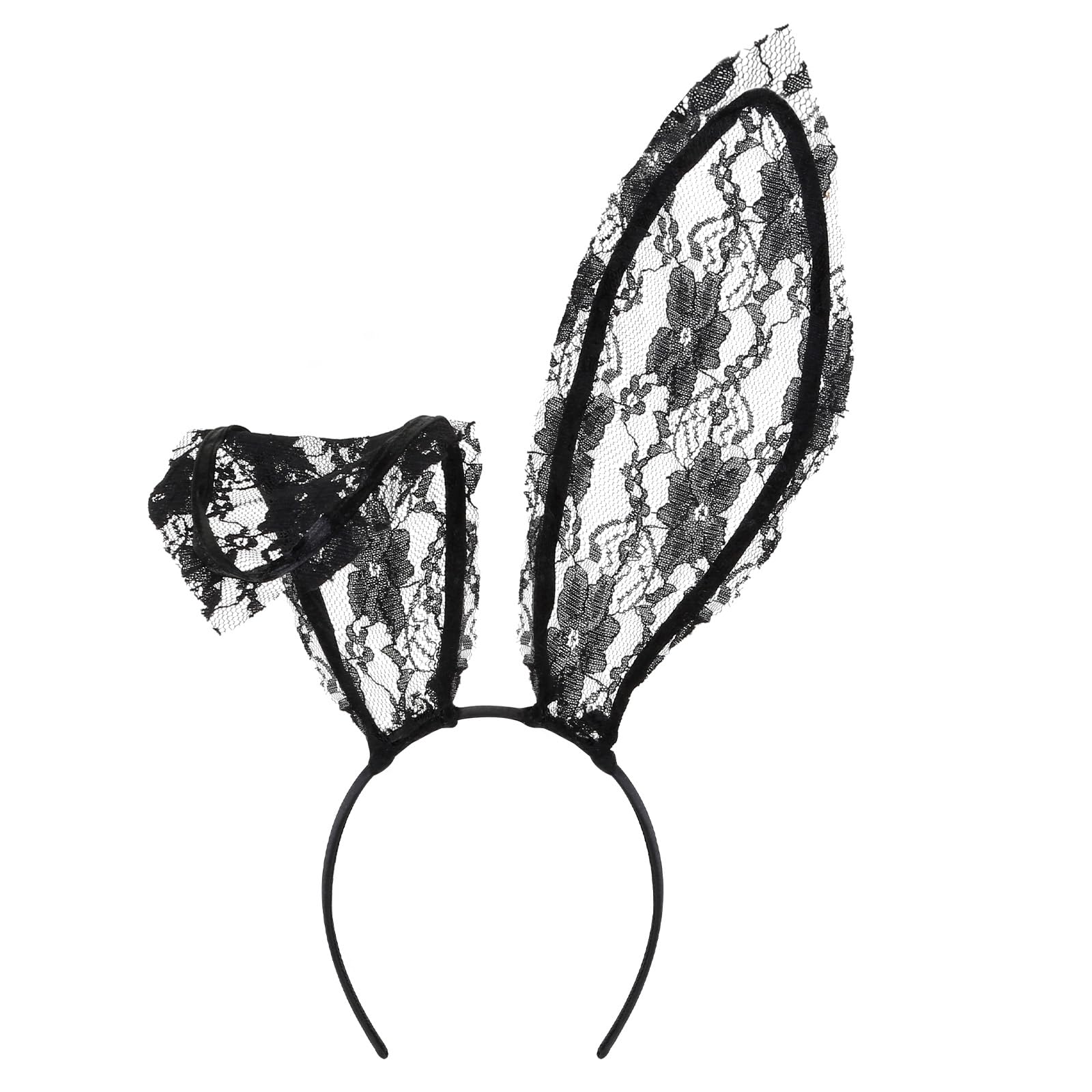 Bunny Ears Headband Black Lace Bunny Costume Sexy Bunny Ear for Women Party Cosplay Halloween Hair Accessories