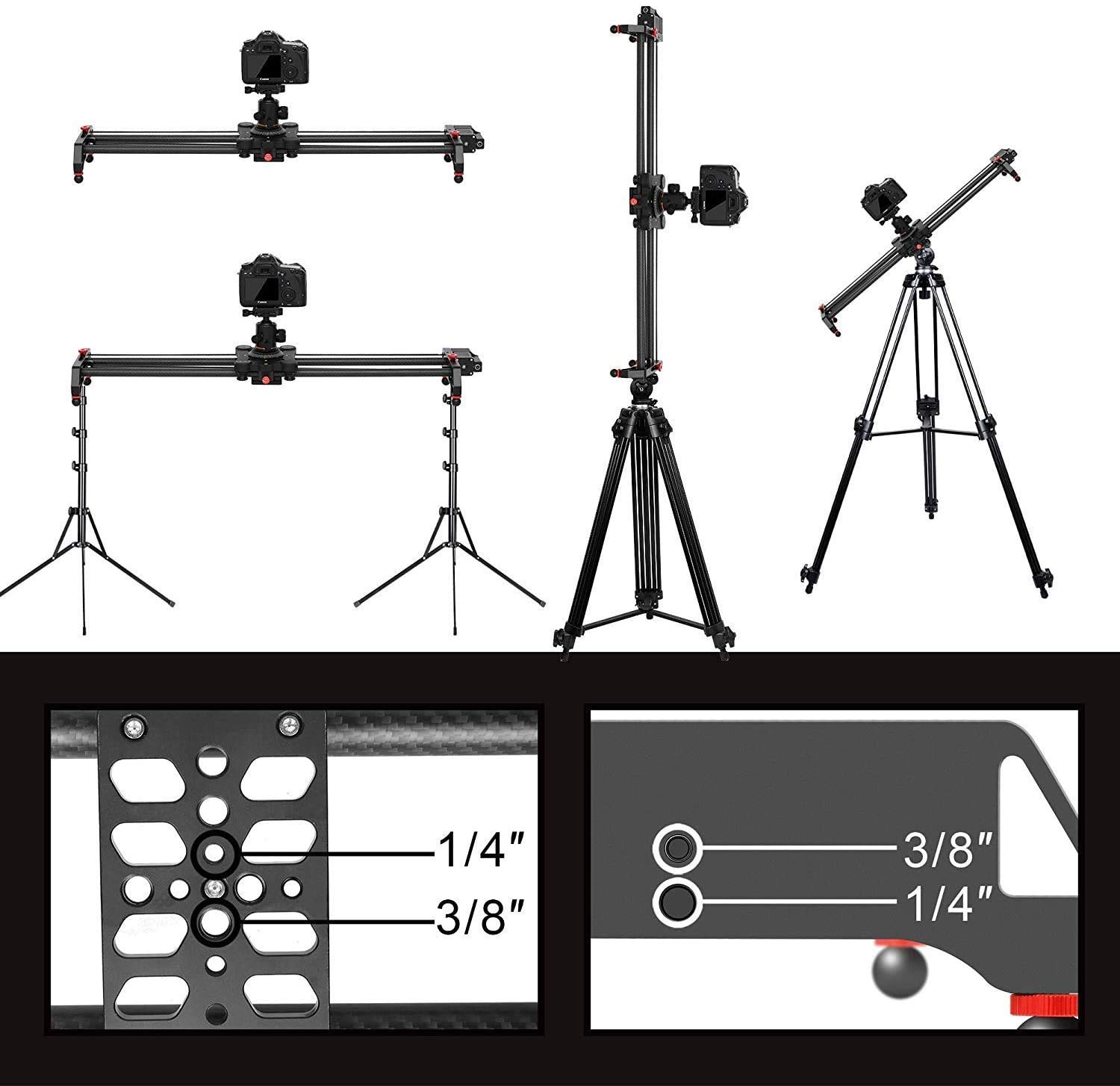 GVM Slider 80cm per Fotocamera Motorizzato, Slider Video da Fibra di Carbonio con Time-lapse, Tracking e Otturatore a 120° per Fotocamere DSLR Foto e Video DV, Binario per Carrello della Fotocamera