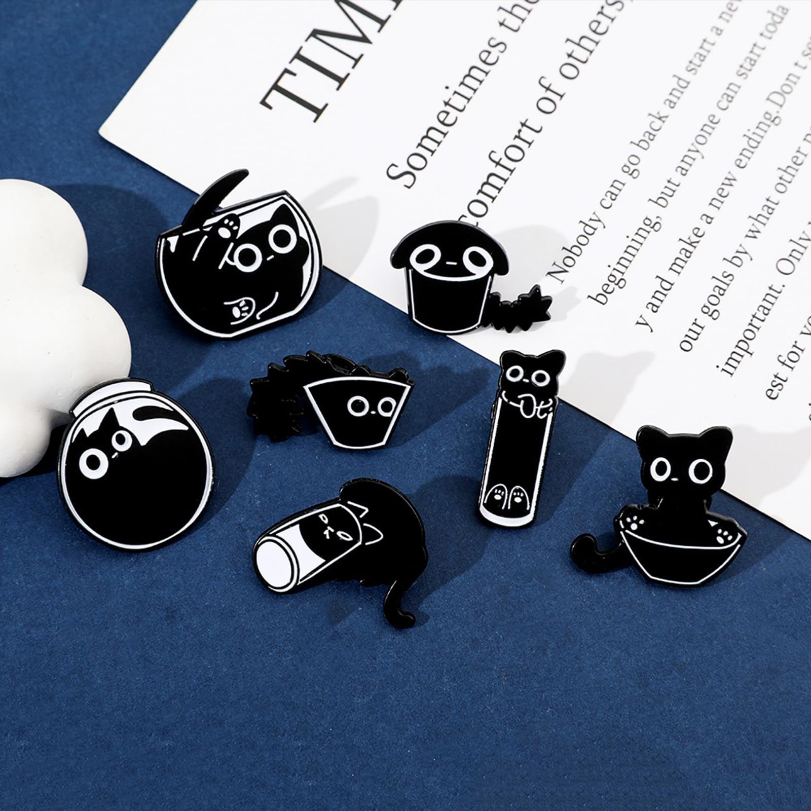 Lot De 4 Badges Halloween Chat Noir En Alliage - Broches émaillées Mignonnes Pour Vêtements, Sacs, Accessoires De Fête