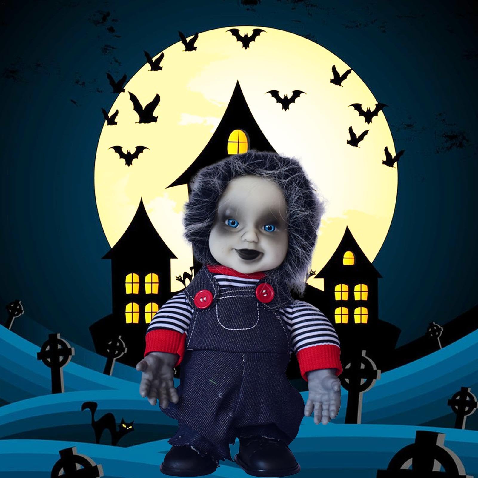 10 Stück Gruselige Puppenköpfe Halloween Deko - DIY Spukhaus Dekoration 7x7x6 Cm