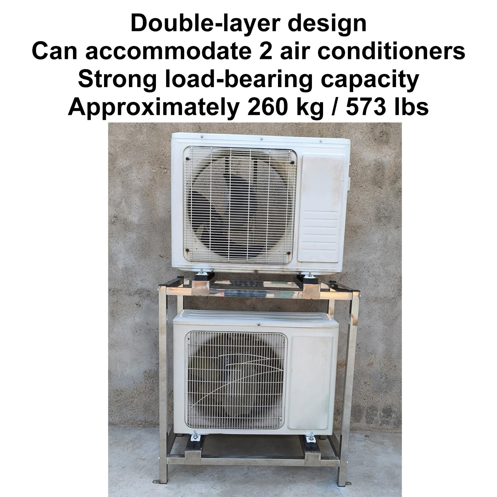 Dwupoziomowy Wspornik do Klimatyzatora, Stojak ze Stali Nierdzewnej do Klimatyzatorów Typu Mini Split, do Jednostek o Mocy 9000-30000 BTU(90x45x95cm/35x18x37in)