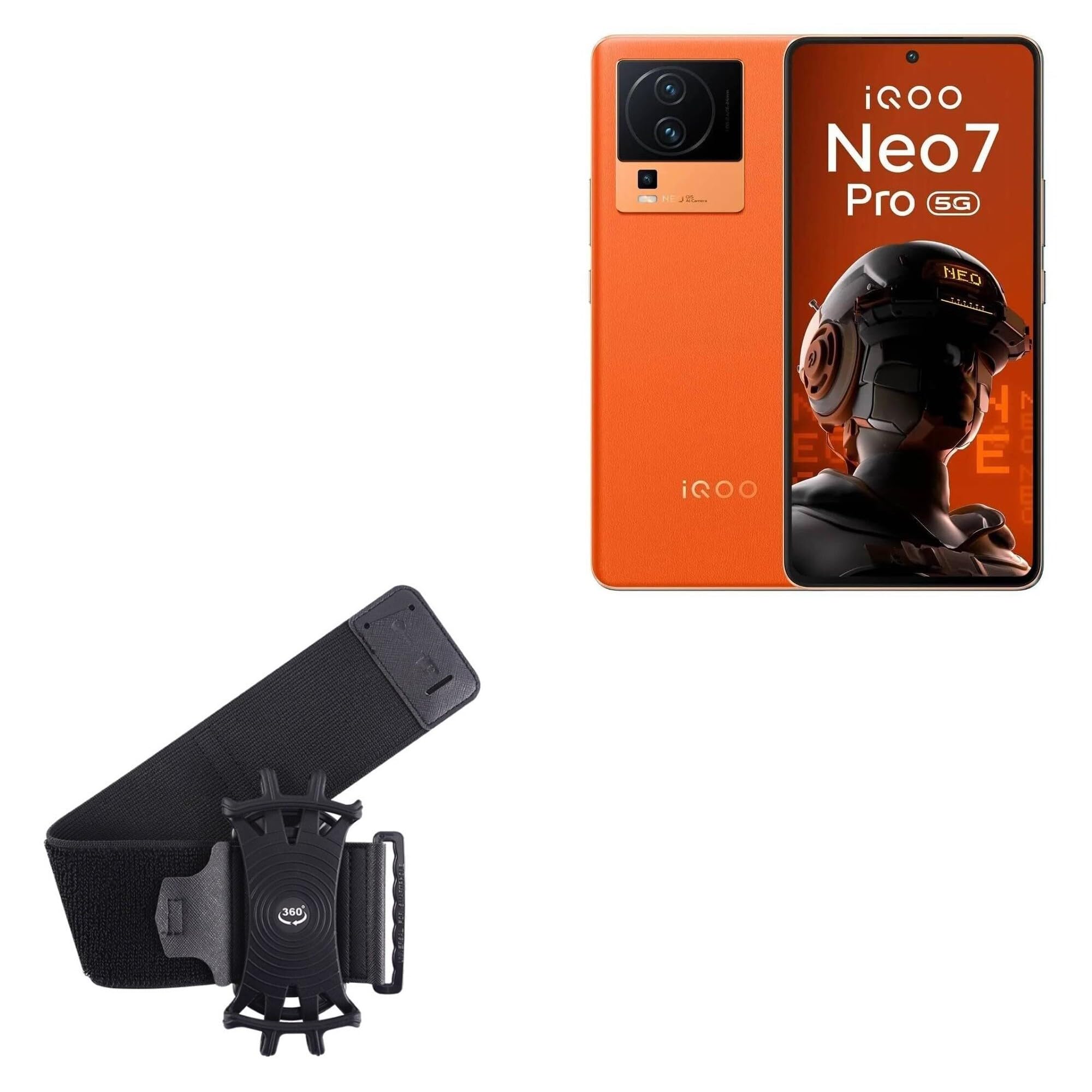 BoxWave Holster Compatible with iQOO Neo 7 Pro - ActiveStretch Sport Armband, Adjustable Armband for Workout and Running - Jet Black