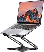 LOXP Adjustable Metal Laptop Stand for Desk - Foldable Ergonomic Riser with Ventilation, Fits 10-15.6" Notebooks