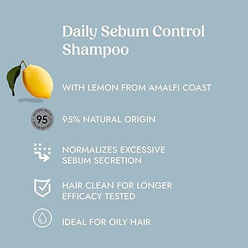 Miniatura 4 de Champú Daily Sebum Control con limón de la costa de Amalfi (12.51 onzas líquidas), para cabello graso, apto para veganos, 95% ingredientes de origen