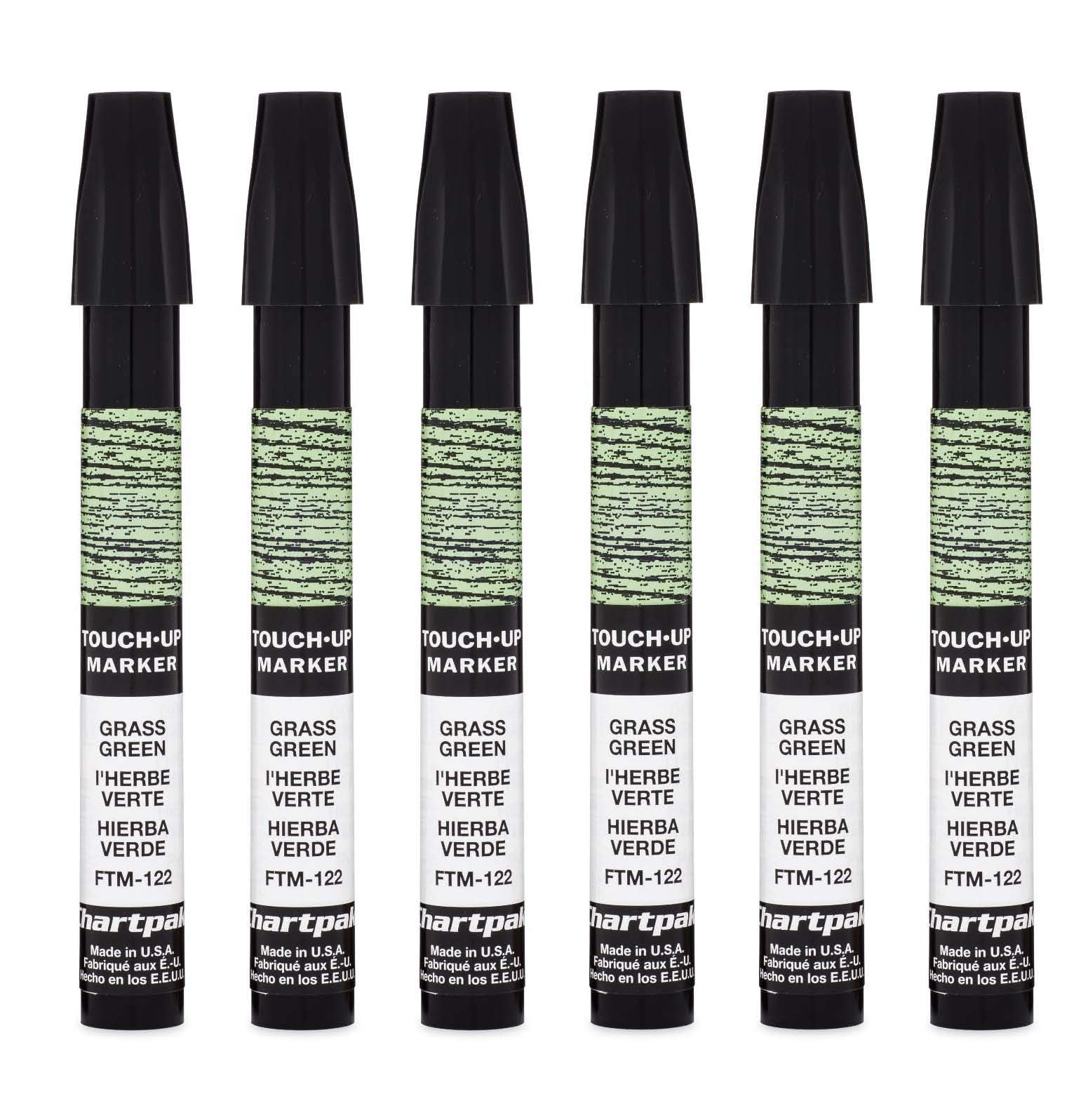 Chartpak Wood Frame Touch-Up Marker, Tri-Nib, Grass Green, Box of 6 (FTM122)