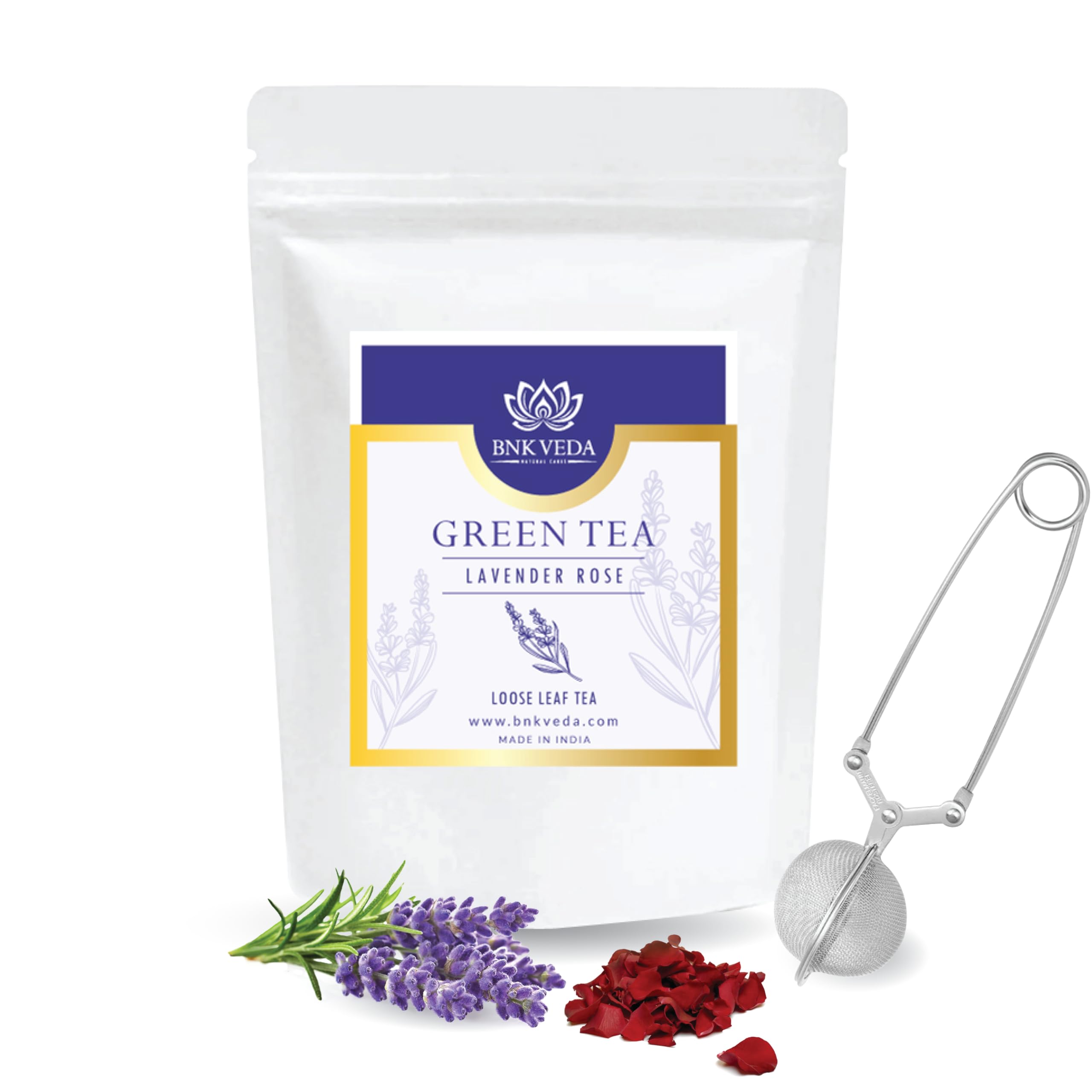 BNK VEDA Lavender Rose (100g) Free infuser| Organic Wellness Tea | Loose Leaf & Tea Bags | Fresh Blend with Saffron & Spices | Detox Green Tea | Rich in Antioxidants|Green Tea Loose| Lavender Tea (B0DGD7P2RB) Amazon Price History, Amazon Price Tracker