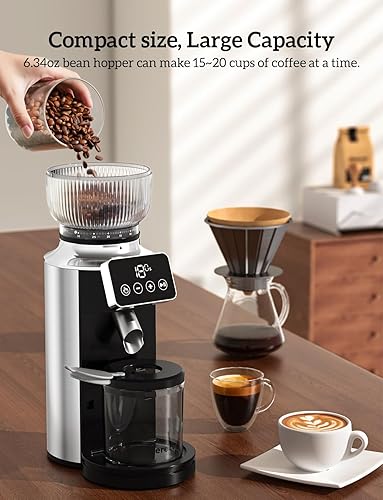Miniatura 6 de Neretva Molinillo de café de rebabas, molinillo de café profesional 2 en 1, de acero inoxidable, 51 a 2.283 in, Portafilter, molinillo de granos de