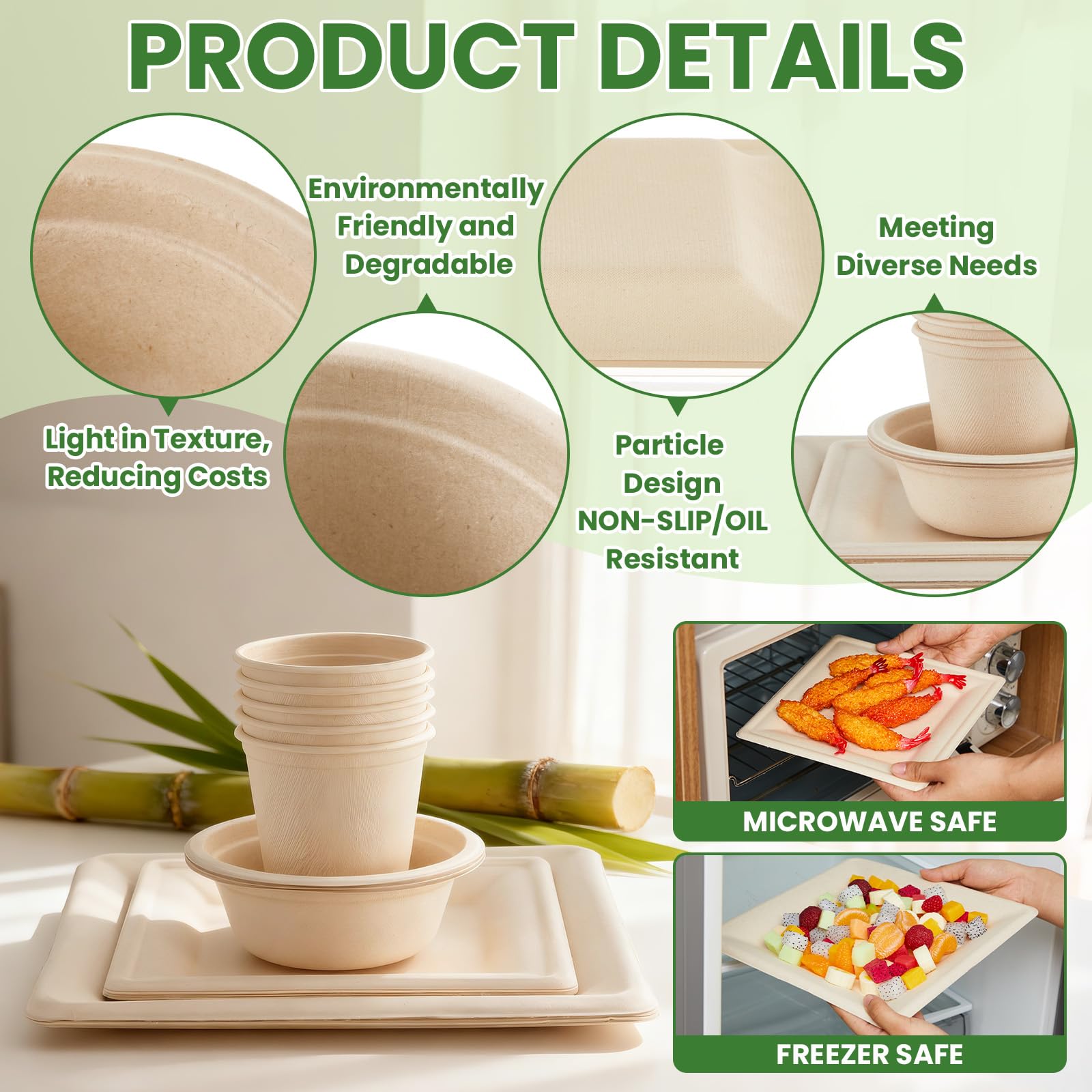 Havawish Compostable Plates & Bowls - 25 Guest Set -4