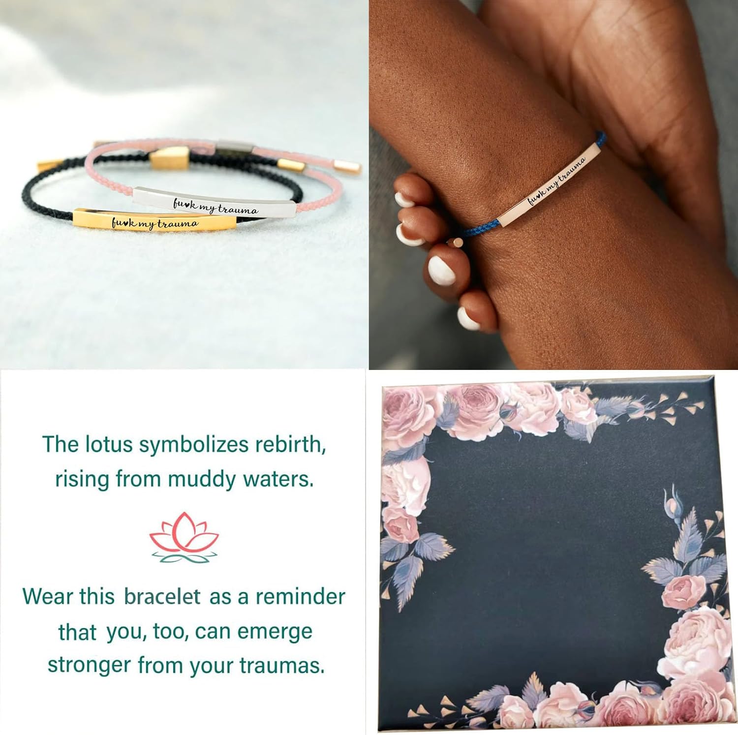 Let Them Tube Bracelet for Women, Self Worth Motivation Bracelet Adjustable Braided Rope Handmade Engraved Bracelet Stainless Steel To My Daughter Inspirational Jewelry Gifts for Women Best Friend - Image 6