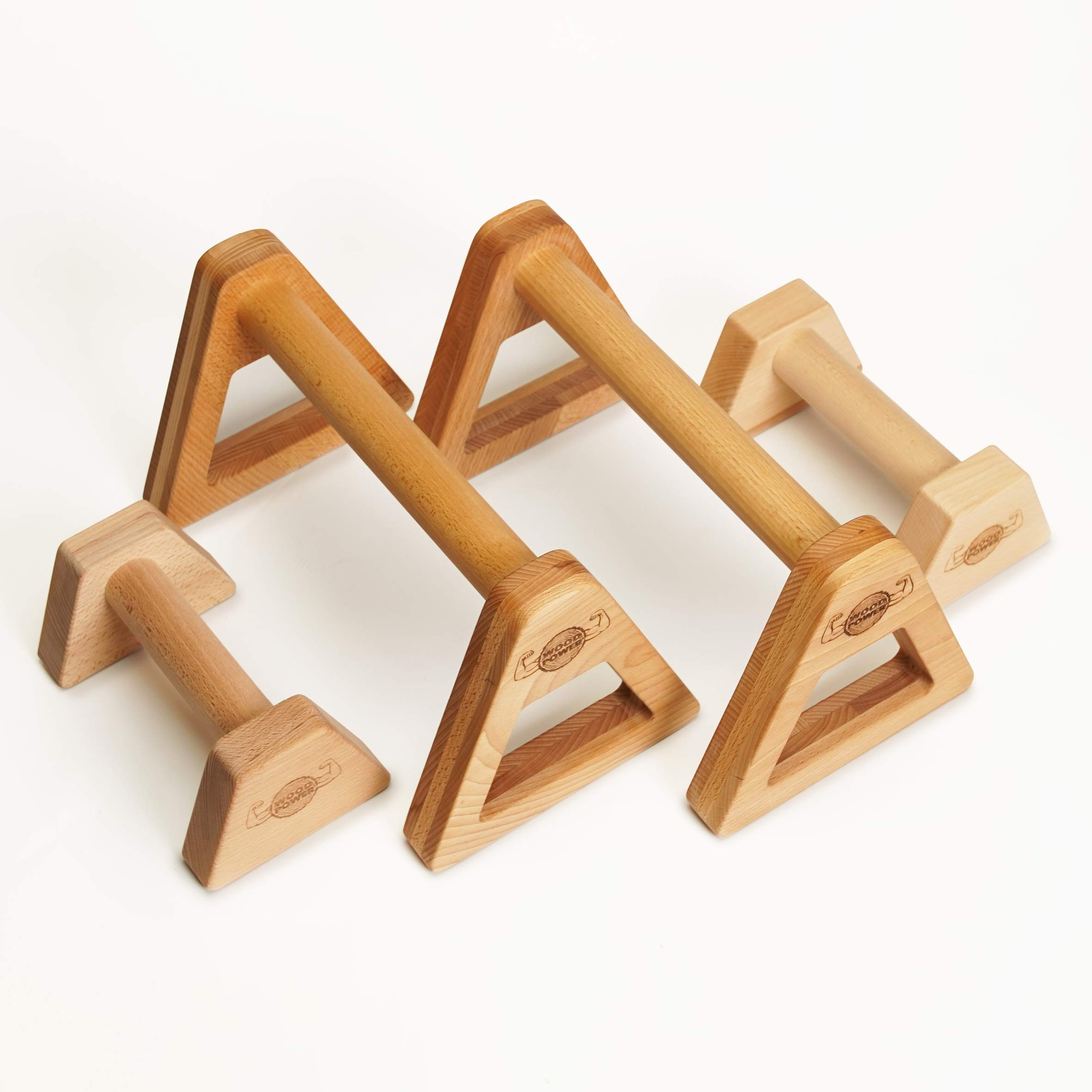 woodpower PowerBars Wooden Parallettes JointFriendly Pushup Handles, Handstand Bars and Mini
