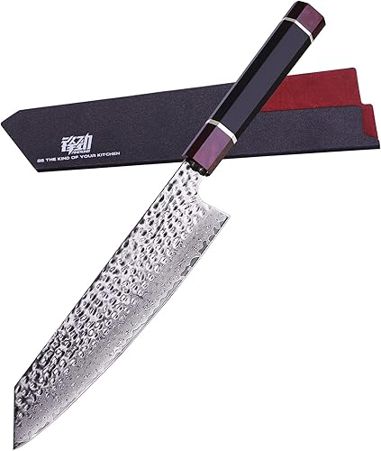 FINDKING Eternity Series - Cuchillo japonés Kiritsuke con funda de ABS, cuchillo de chef Gyuto multiusos, hoja de acero Damasco 9Cr18MoV, mango