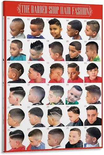 Miniatura 1 de Rucatto Póster de guía de peinado infantil de peluquería para niños, impresiones artísticas para decoración de pared, decoración de habitación,