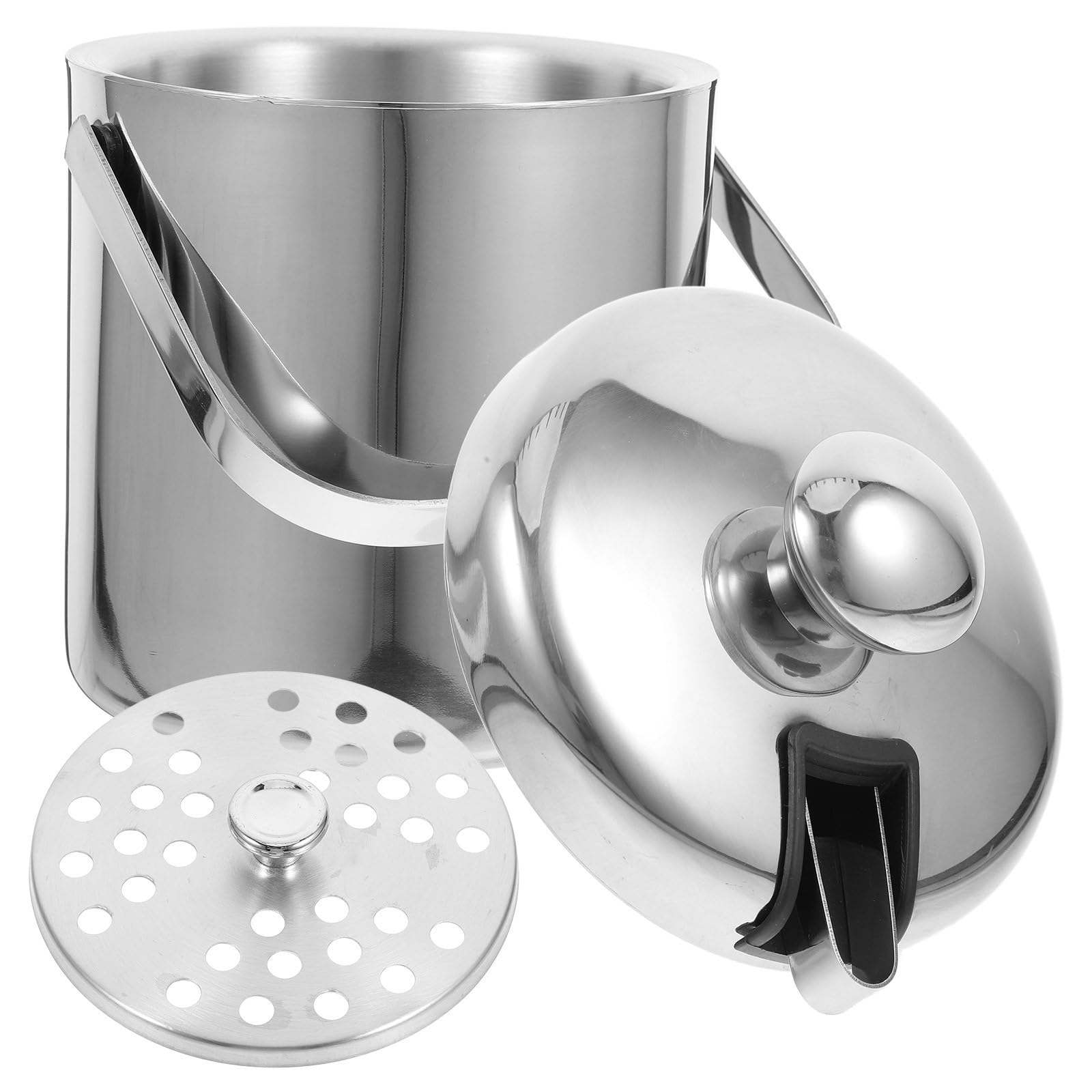 SHINEOFI Seau à Glaçons Grosse Capacité avec Couvercle et Filtre Aspect Lisse en Acier Inoxydable à Double Paroi pour Bar et Fêtes