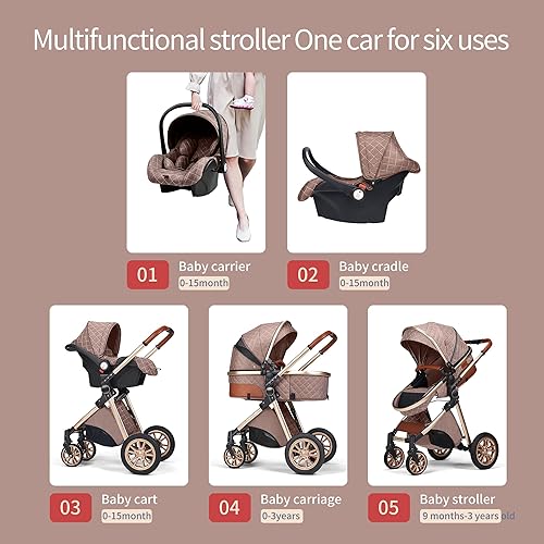 Miniatura 2 de Sistema de viaje para bebé 3 en 1 Cochecito de bebé Cochecito de bebé Cochecito de bebé Cochecito de bebé reclinable de paisaje alto reversible