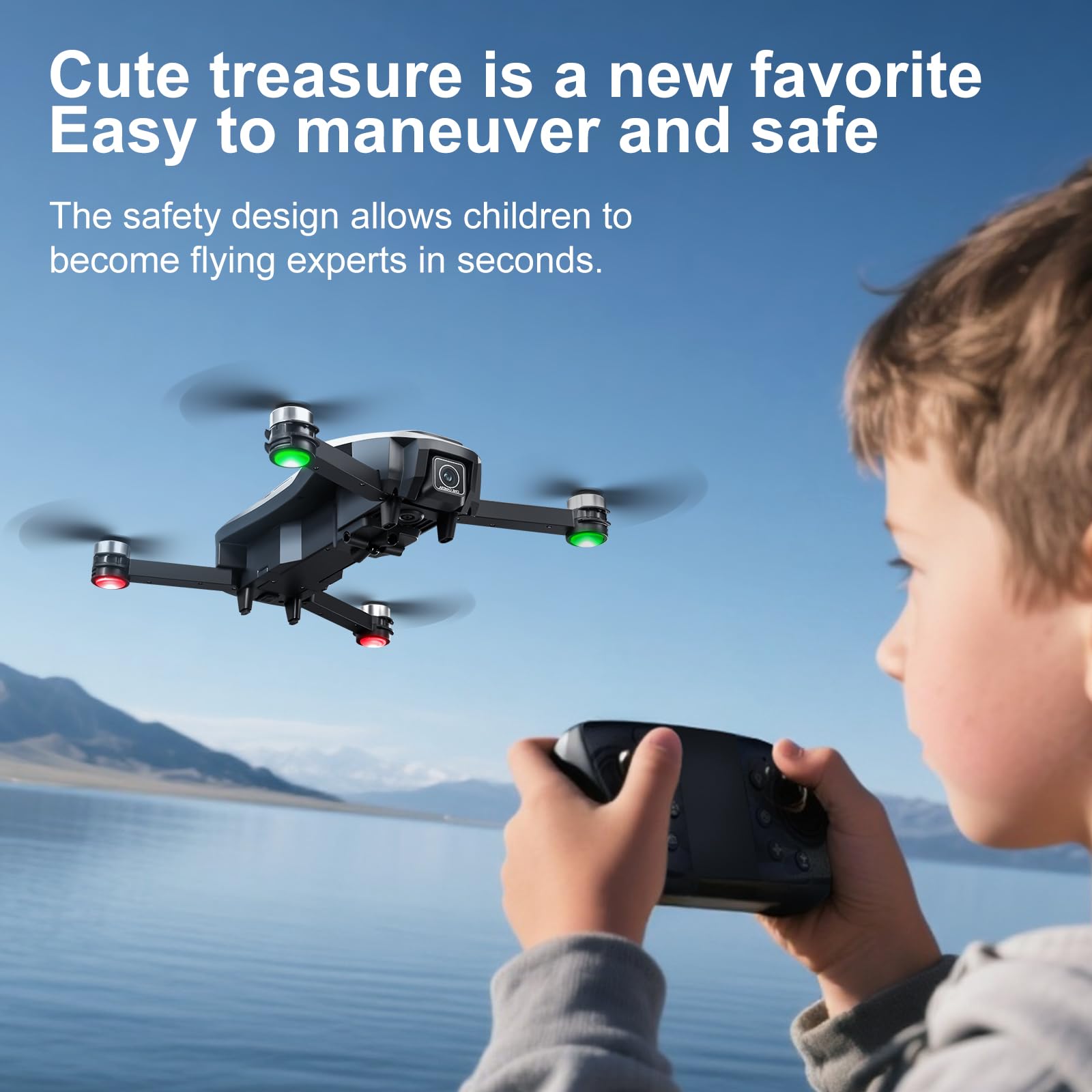 A118 Drone con Schermo Removibile & Doppia Camera HD 90° - 6 Modalità Luci LED, Evitamento Ostacoli, Motore Brushless, Volo Stabile a Flusso Ottico, Autonomia 13 Min (black)