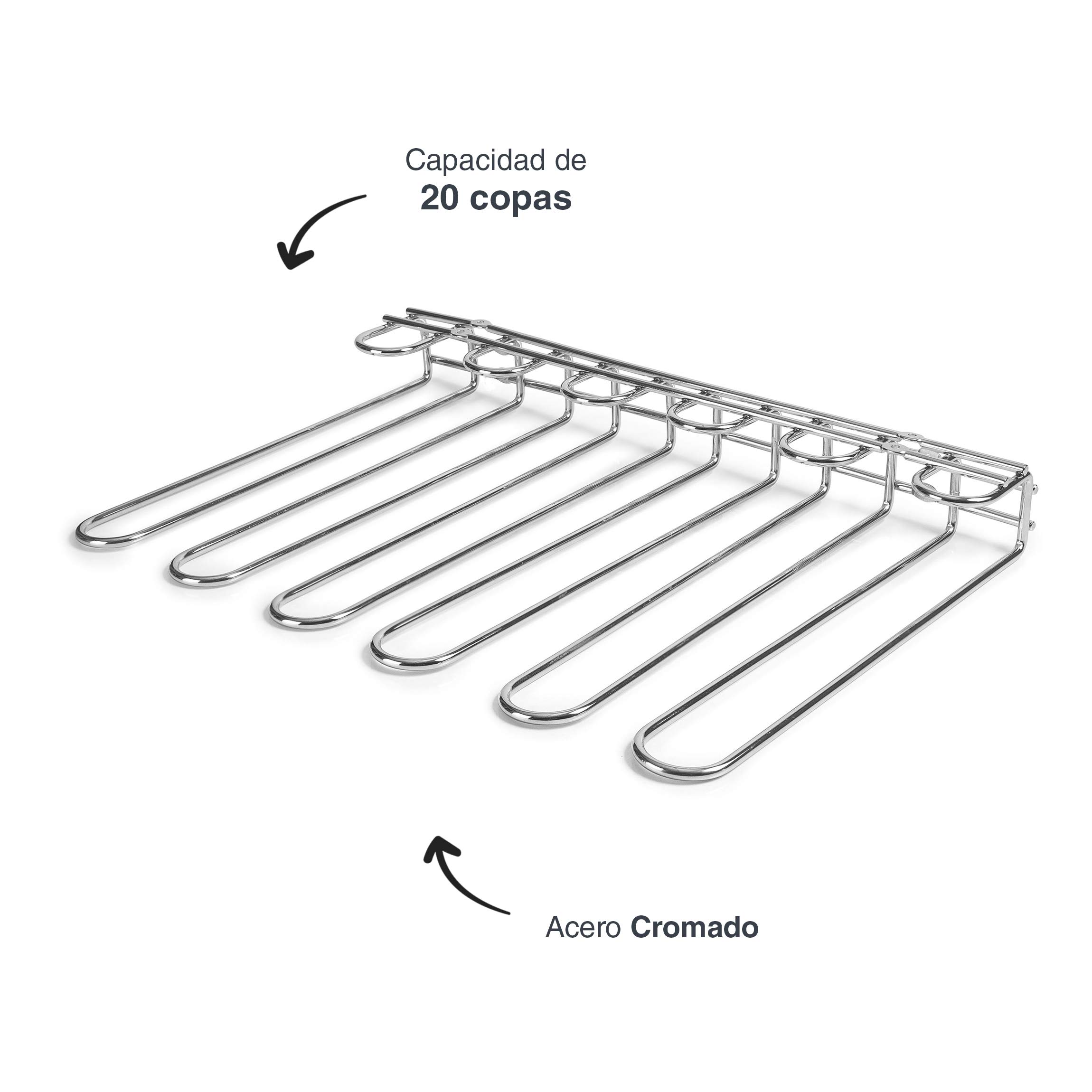 LACOR 62268 Colgador de Copas, Soporte Copas Techo o Pared, Incluye Herramientas de Montaje, Acero Inoxidable, Metálico, 45 x 31 cm