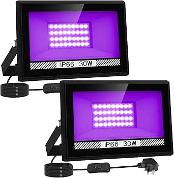 T-SUNUS 2 Pack 30W LED UV Black Light, 395-405nm Wavelength UV Light ...
