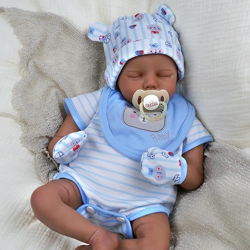 BABESIDE Reborn Baby Dolls Black Girl - Muñeca de bebé afroamericana suave y realista de 17 pulgadas, muñeca de bebé afroamericana que duerme