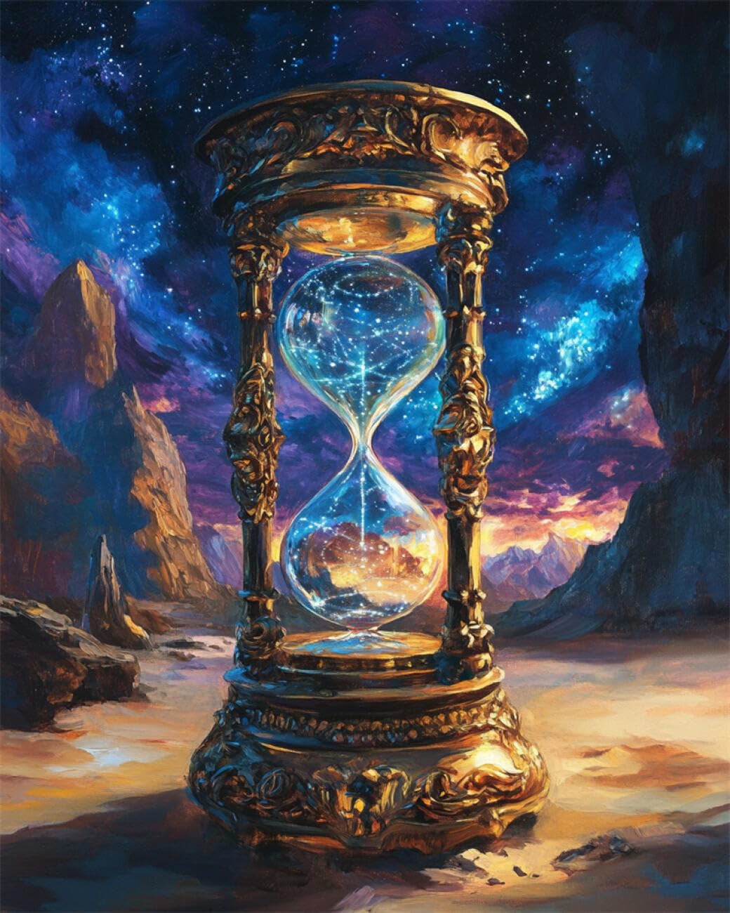 RKFLGEW DIY Embroidery Set Hourglass and Starry Sky 50x70cm