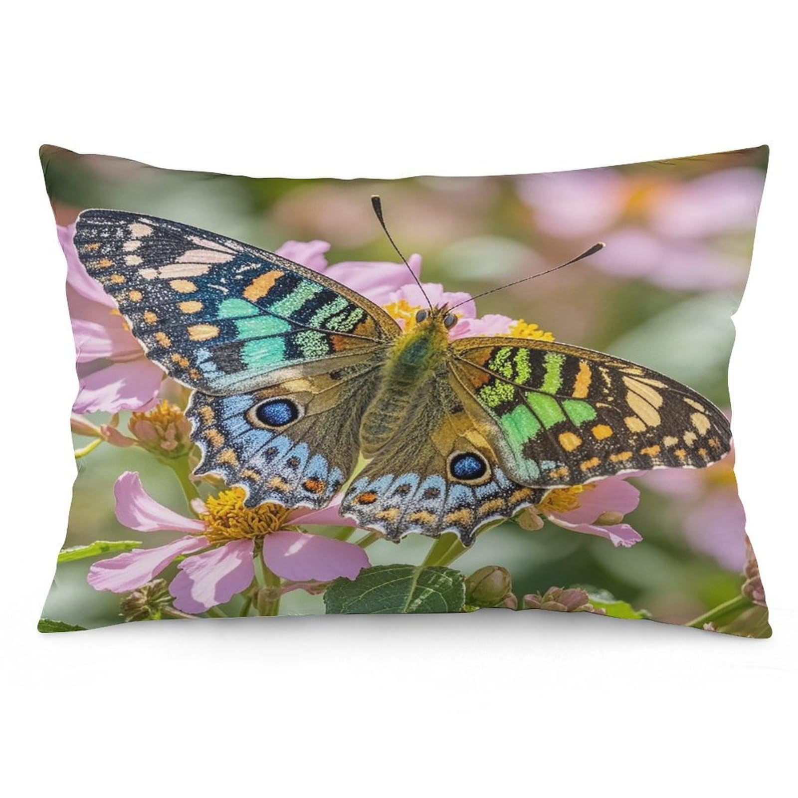 Butterfly Throw Pillow Cover Soft Lumbar Pillow Covers with Zipper Breathable Rectangular Cushion Case Polyester Pillow Case Decorative Body Pillow Cover for Couch Bed