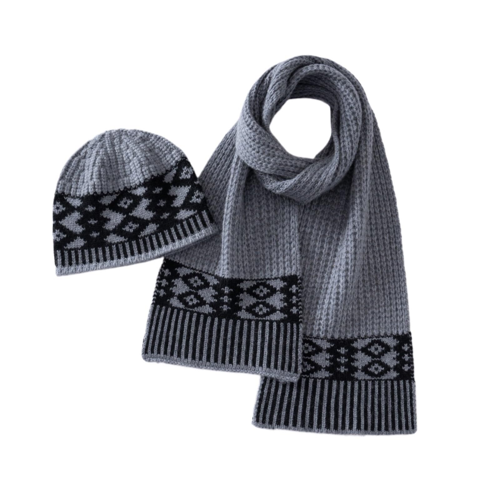 Genérico Conjuntos de gorro y bufanda for mujer, punto grueso cálido con retazos, informal, for exteriores, for invierno