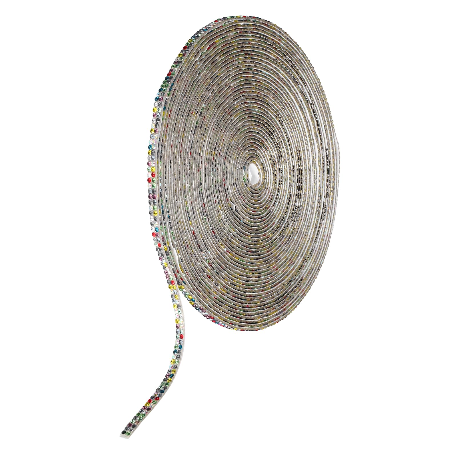 sourcing map Rhinestone Ribbon Self Adhesive Crystal Rhinestone Strips 0.4cm x 10 Yard Bling Rhinestone Ribbon Roll 2 Rows for DIY Crafts Wedding Clothing Nails Decoration,Mixed Colors