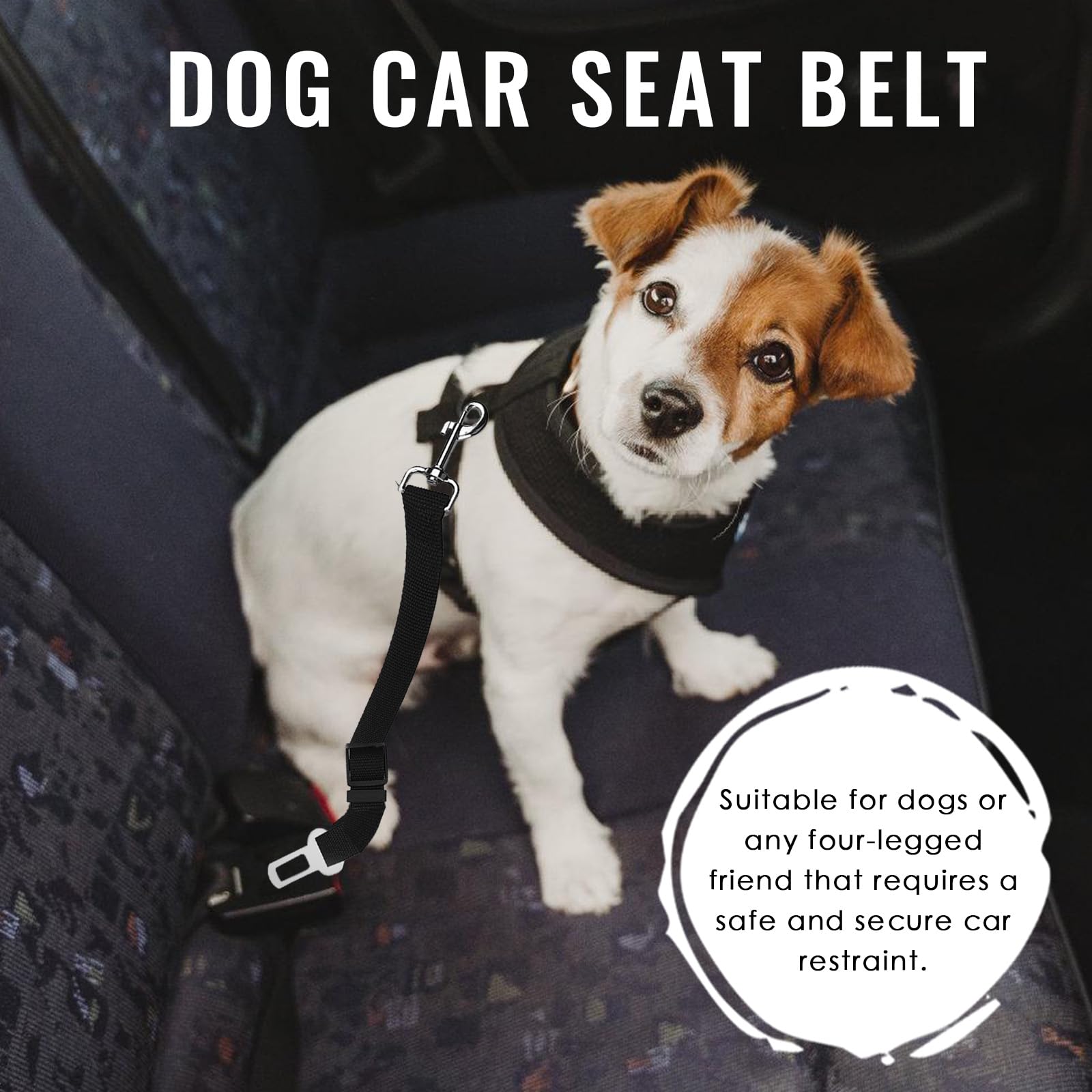 Ceinture de Sécurité Universelle pour Chien - Harnais Laisse Réglable pour Siège de Voiture - Animaux de Compagnie
