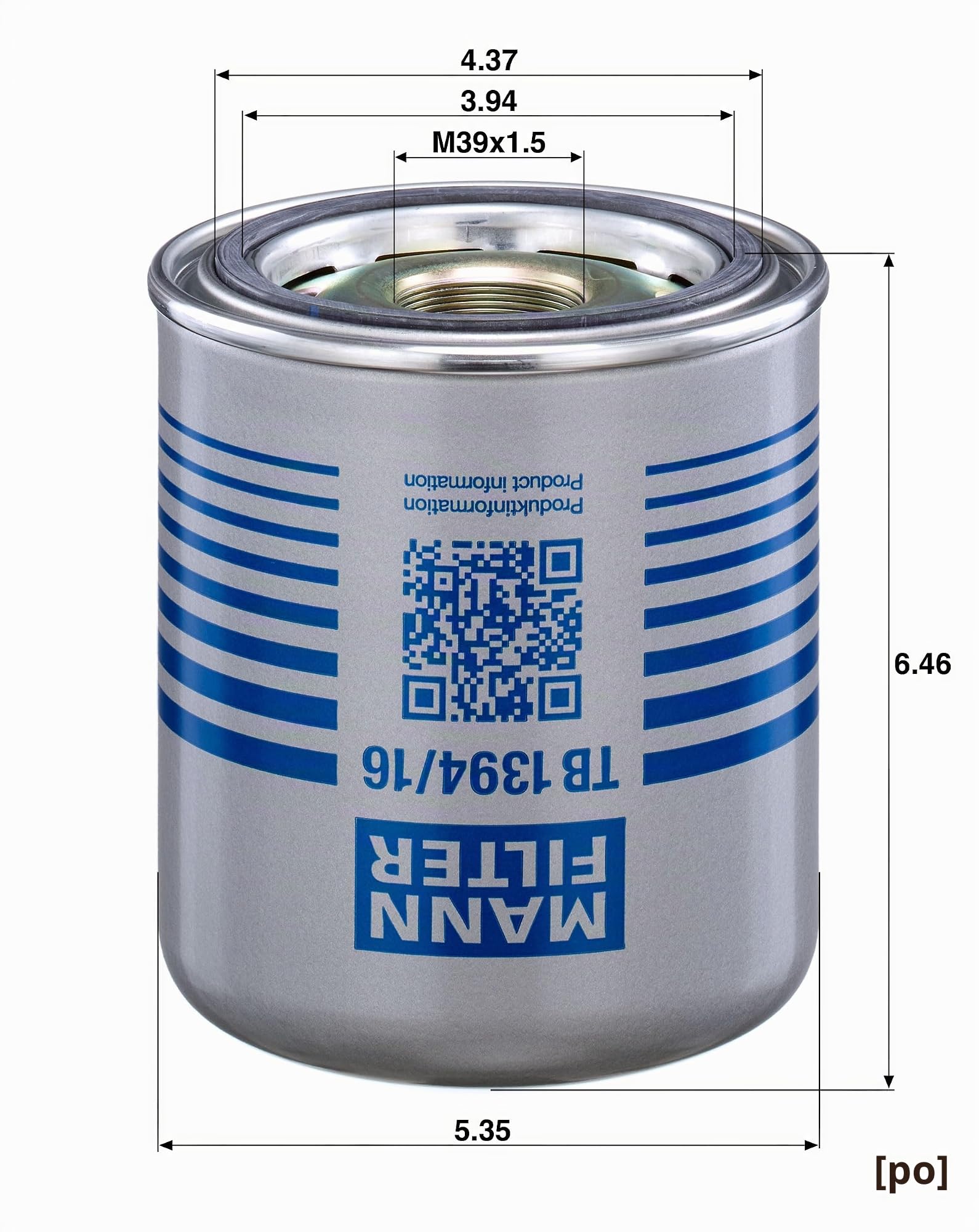 MANN-FILTER TB 1394/16 x Cartouches de dessiccateur d’air - pour Poids-lourds + Autobus