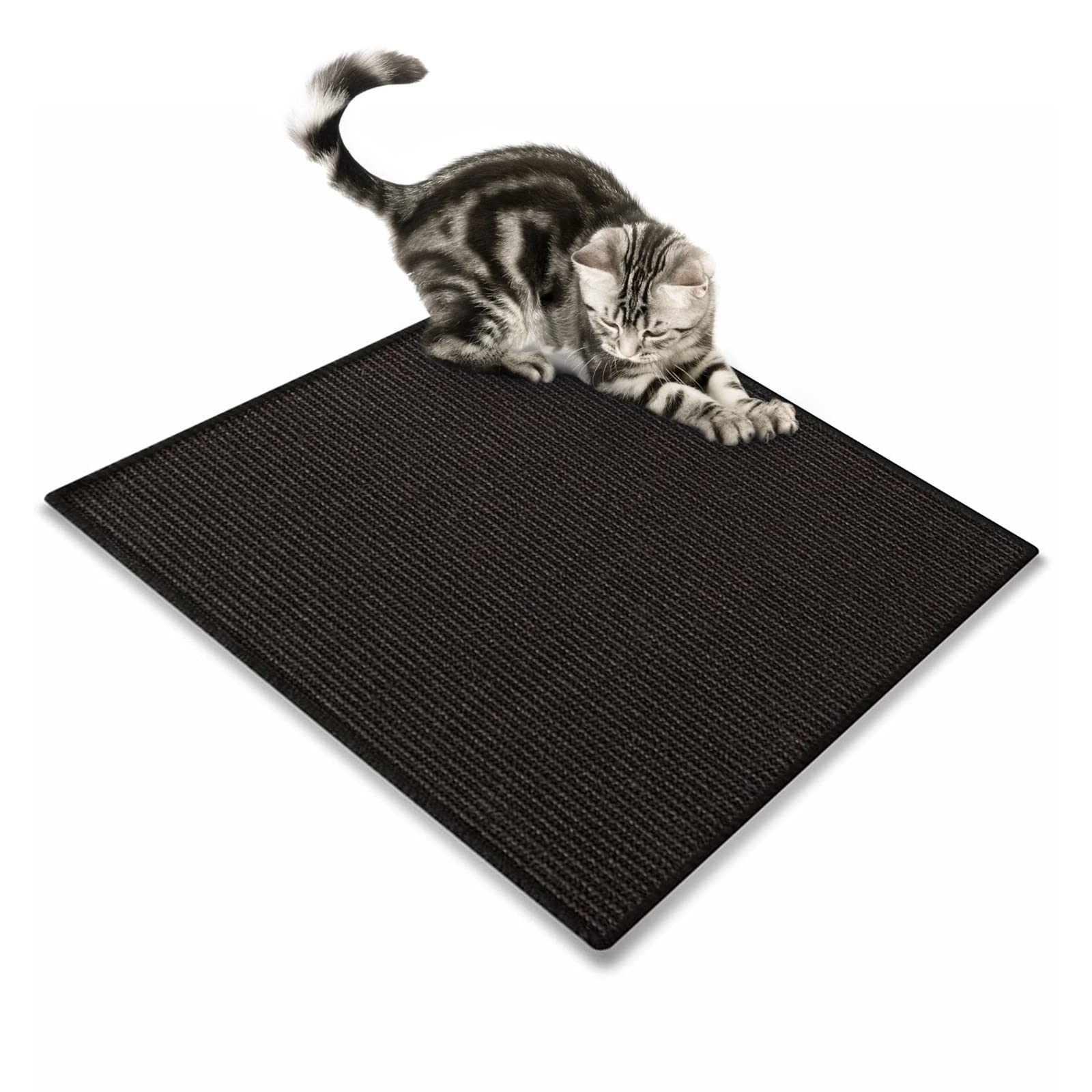 FLODI. Natural Sisal Cat Scratch Mat (160 x 240 cm, Black) Non-Slip Scratching Pad for Cats and Kittens, Protects Carpets and Furniture, Cat Claw Mat for Indoor Cats
