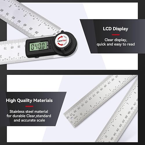 Miniatura 3 de GemRed 82305 - Transportador de ángulos digital (Acero inoxidable 300mm)