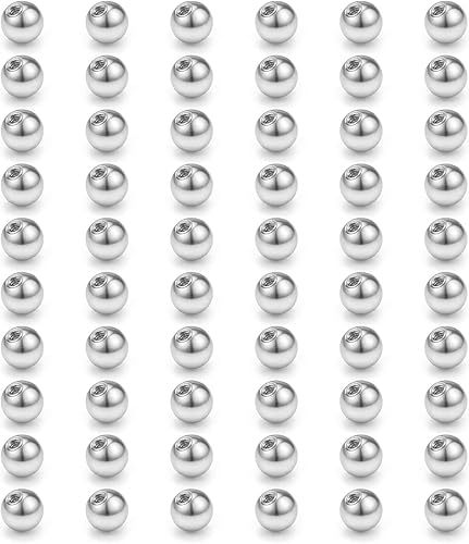 Miniatura 3 de DBella Bolas de repuesto de acero quirúrgico 316L para joyería corporal piezas de barra de perforación de 14G 16G 0118in 0197in 0315in para mujeres