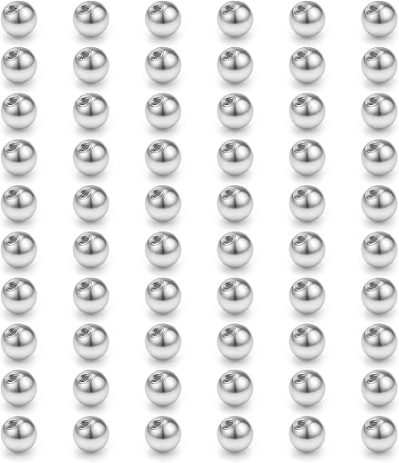 D.Bella 60pcs 316L Surgical Steel Replacement Balls Body Jewelry Piercing Barbell Parts 14G 16G 3mm 5mm 8mm Balls for Wome...